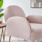 Modway Transcend Performance Velvet Armchair - Pink-Dense Foam Padding