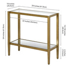 Hudson&Canal Hera 24"W Rectangular Side Table with Glass Shelf - Antique Brass-9