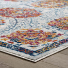 Modway Entourage Kensie Distressed Floral Moroccan Trellis Area Rug - 5 ft W x 8 ft L - Ivory Blue Red Orange Yellow-Gripping Rubber Underside