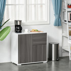 HOMCOM 31.1" L High Gloss Buffet Sideboard with 2 Drawers - Grey and White-Features 2 drawers, 2-door cabinets, and a flat tabletop