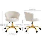 Vinsetto Fluffy Armless Office Chair with Adjustable Height - Gold-PU castors are secured for all types of floors, such as hardwood, laminate, tile, slate, and etc