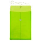 JAM Paper Plastic Envelopes - Button and String Tie Closure - Legal Open End - 9.75" W x 14.5" H - Lime Green - 12 Pack-Envelopes come in various shades of red, giving you an envelope that is both practical and attractive