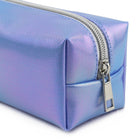 Fashion Stationery Iridescent Denim Pencil Case  - 8.27" L x 2.76" W x 2.95" H - Lilac-Secure zipped compartment
