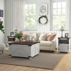 HOMCOM Lift Top Coffee Table with Hidden Compartment - White-Lift top provides an extra workspace or dining area