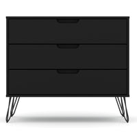 Manhattan Comfort Rockefeller 35.24" Mid-Century Modern Dresser - Black-Mid-Century Modern Dresser for Bedroom Use.