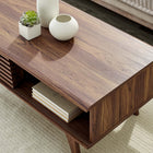Modway Render Coffee Table - Walnut-Sliding Slatted Door