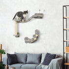 PawHut Cat Wall Shelf with Scratching Post, Play Balls and Curved Post Ladder-Covered with soft plush and sisal blanket 