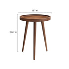 Modway Chiro Round Wood Side Table - Walnut-Solid Mango Wood