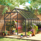 Outsunny 6' x 12' x 6.5' Polycarbonate Greenhouse - Charcoal Grey- Solid aluminium alloy frame for lasting use
 