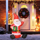 HOMCOM 4' Lit Inflatable Sitting Santa Claus Christmas Decoration-Self-inflating in minutes when plugged into any standard electrical outlet 