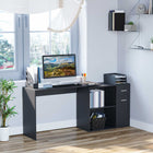 HOMCOM 46" L-Shaped Desk with Drawer - Black-Large top surface provides ample desktop space for laptop, monitor or printer 