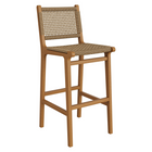 Modway Rowe Outdoor Teak Wood Bar Chairs 2-Piece Set - Natural-Floor Glides