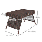 Outsunny Outdoor Rattan Foldable End Table - Brown-Easy to clean and maintain