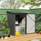 Outsunny 3' x 3' Lean-to Garden Storage Shed - Dark Grey-Steel structure, resistant to rust  
