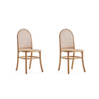 Manhattan Comfort Paragon 1.0 17.52" Industry Chic Upholstered Dining Chair - Nature and Oatmeal - Set of 2-Modern - Industry Chic Cane Dining Chair Perfect for Dining Room Use. Set of 2