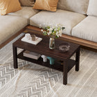 HOMCOM 2 Tier Coffee Table with Storage Shelf for Living Room - Walnut-Some assembly is required