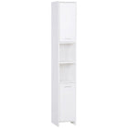 HOMCOM Slim Bathroom Storage Cabinet with Two Doors and Adjustable Shelf - White-Elegant design, ideal for bathroom, kitchen, and more    