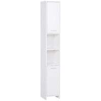 HOMCOM Slim Bathroom Storage Cabinet with Two Doors and Adjustable Shelf - White-Elegant design, ideal for bathroom, kitchen, and more    