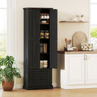 HOMCOM 71" H Farmhouse Kitchen Pantry Cabinet - Black-Three-level adjustable shelves customise space for tall items easily 