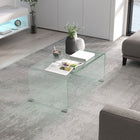 HOMCOM Glass Table with Safe Rounded Edges for Living Room - Clear-Easy maintenance feature allows for hassle-free cleaning and upkeep