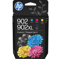 HP 902XL Black High Yield & 902 Cyan, Magenta and Yellow Original Ink Cartridges, 4 Pack (T0A39AN)-Colour: Black, cyan, magenta, yellow