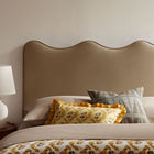 Modway Athena Stain-Resistant Performance Velvet Full Size Headboard - Taupe-Wood Blend Frame