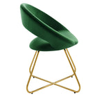 Modway Nouvelle Performance Velvet Dining Chair - Gold/Emerald - 2 Pack-Sturdy Gold Metal Frame