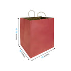 Reliabag Paper Bags - Twist Handles - 14" W x 10" D x 15.75" H - Burgundy - 50 Pack-Re-enforced Twisted Twine Handles