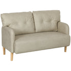 HOMCOM 58" Loveseat Sofa for Bedroom with Cushions - Beige-Breathable microfiber fabric resists wrinkles and deformation