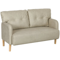 HOMCOM 58" Loveseat Sofa for Bedroom with Cushions - Beige-Breathable microfiber fabric resists wrinkles and deformation