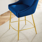 Modway Discern Counter Stools - Navy - Set of 2-Brushed Gold Stainless Steel Legs