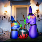 HOMCOM 5.5' Lit Inflatable Witches with Cauldron Halloween Yard Decoration-Self-inflates in minutes when plugged into any standard electrical outlet and deflates just as quickly during take down 