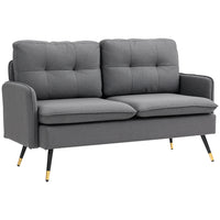 HOMCOM 55" Loveseat Sofa with Tufted Back - Dark Grey-Two-seater design is excellent for limited spaces yet spacious enough to curl up to read  