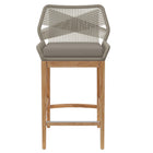 Modway Wellspring Outdoor Patio Teak Wood Bar Stool - Light Gray Greige-Assembly Required