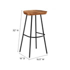 Modway Concord Backless Wood Bar Stools - Walnut - Set of 2-Contoured Seat