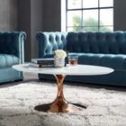Modway Lippa 42" Oval-Shaped Wood Coffee Table - Rose White-Durable Finish