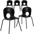 Flash Furniture HERCULES Series Designer Plastic Stack Chair with Black Frame - Black-Set of 5 Multipurpose Stack Chairs