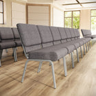 Flash Furniture HERCULES Series 21"W Stacking Church Chair - Silver Vein Frame - Grey Fabric-800 lb. Weight Capacity