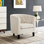 Modway Prospect Upholstered Fabric Armchair - Beige-Fabric Polyester Upholstery