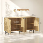 HOMCOM 55.1" L Fluted Sideboard Buffet Cabinet with Storage - Natural Wood-Anti-tipping strap enhances safety in daily use