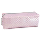 Fashion Stationery Shimmer Chevron Pencil Case - 8.27" L x 2.76" W x 2.95" H - Pink-Ideal for holding pens, pencils and small accessories