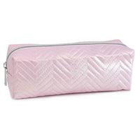 Fashion Stationery Shimmer Chevron Pencil Case - 8.27" L x 2.76" W x 2.95" H - Pink-Ideal for holding pens, pencils and small accessories