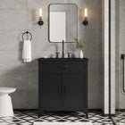 Modway Steamforge 30" Bathroom Vanity - Black-Shelving With Plumbing Cutout