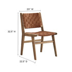Modway Saoirse Leather Wood Dining Side Chair - Walnut/Brown - 2 Pack-Ergonomic Design