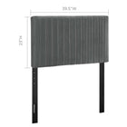 Modway Keira Performance Velvet Twin Headboard - Grey-Vertical Striped Channel Tufting