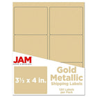 JAM Paper Mailing Address Labels, 3 1/3" x 4", Gold Metallic, 120 Pack (336731902)-Mailing address labels