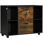 Vinsetto Mobile Lateral Filing Cabinet with Lockable Drawer - Rustic Brown-Industrial design matches your space and brings cohesiveness to your office 