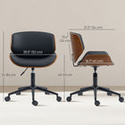 HOMCOM Mid-Century Modern Desk Chair with Wheels and No Arms-Bentwood frame and powder-coated base ensure stability