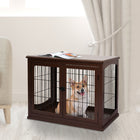 PawHut 26" Wooden Pet Crate Kennel with Double Door Entrance - Brown-2 ways of entry for your dogs easy accessibility 