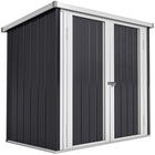 Outsunny 5' x 3' Metal Storage Shed - Black-Spacious garden tools, lawn care equipment, or pool supplies storage area

